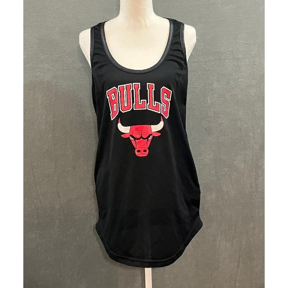 NBA Basketball Chicago Bulls Mesh Racerback Tank Top Trim Black Red Large